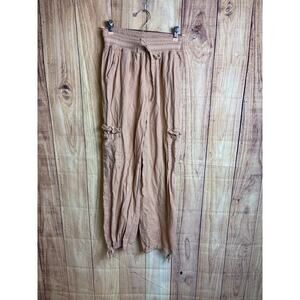 REWASH an American Original Brand Smocked Waist Linen Blend Parachute Pants S